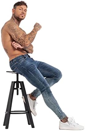 GİNGTTO erkek Skinny Jeans Streç Yırtık Konik Bacak